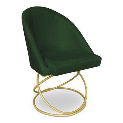 Kit 08 Cadeiras Poltrona De Jantar Bela Suede Base Metálica Luxo Dourado - Pallazio Cor Verde