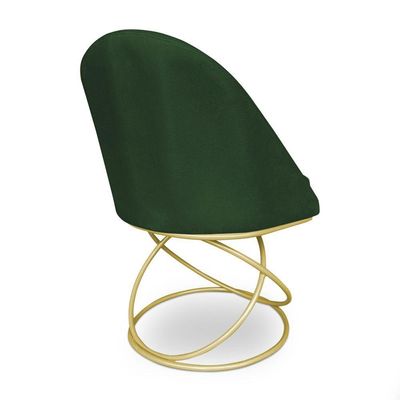 Kit 08 Cadeiras Poltrona De Jantar Bela Suede Base Metálica Luxo Dourado - Pallazio Cor Verde