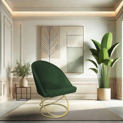 Kit 08 Cadeiras Poltrona De Jantar Bela Suede Base Metálica Luxo Dourado - Pallazio Cor Verde