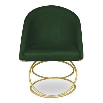 Kit 08 Cadeiras Poltrona De Jantar Bela Suede Base Metálica Luxo Dourado - Pallazio Cor Verde