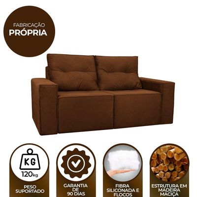 Sofá 2 Lugares Onix 1,80m Para Sala Confortavel Sued Herrero Cor:cobre
