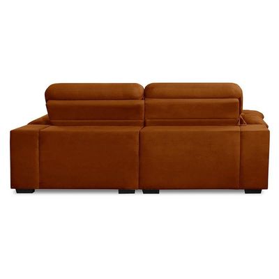 Sofa Retratil Reclinavel 2 Lugares 2,50m Crystal Veludo Laranjado Lansofbr