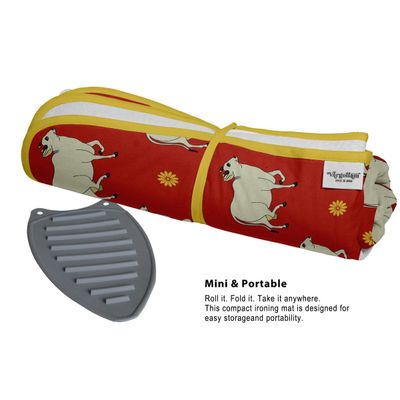 Tapete Magnético Dobrável com Almofada de Fibra e Apoio de Silicone - Portátil Lavável para Mesa/Lavadora/Secadora - Animal - Vargottam 71,12 Cm × 121,92 Cm / Vermelho