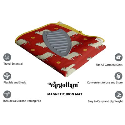 Tapete Magnético Dobrável com Almofada de Fibra e Apoio de Silicone - Portátil Lavável para Mesa/Lavadora/Secadora - Animal - Vargottam 71,12 Cm × 121,92 Cm / Vermelho