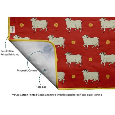 Tapete Magnético Dobrável com Almofada de Fibra e Apoio de Silicone - Portátil Lavável para Mesa/Lavadora/Secadora - Animal - Vargottam 71,12 Cm × 121,92 Cm / Vermelho