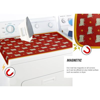 Tapete Magnético Dobrável com Almofada de Fibra e Apoio de Silicone - Portátil Lavável para Mesa/Lavadora/Secadora - Animal - Vargottam 71,12 Cm × 121,92 Cm / Vermelho