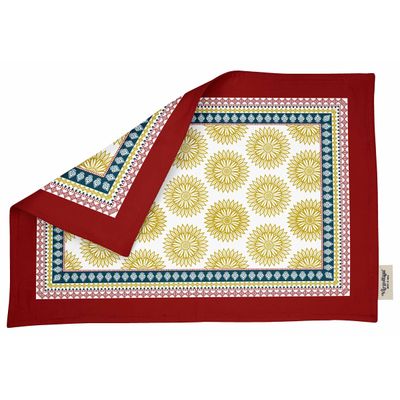 Conjunto de 4 Sousplats para Mesa de Jantar, Estampados e Reversíveis, Guardanapos de Algodão para Uso Interno em Casa e Cozinha - Vargottam 45,7 Cm × 30,5 Cm – Conjunto Com 4 / Multicolorido