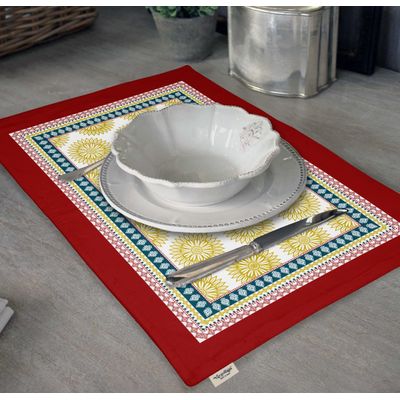 Conjunto de 4 Sousplats para Mesa de Jantar, Estampados e Reversíveis, Guardanapos de Algodão para Uso Interno em Casa e Cozinha - Vargottam 45,7 Cm × 30,5 Cm – Conjunto Com 4 / Multicolorido