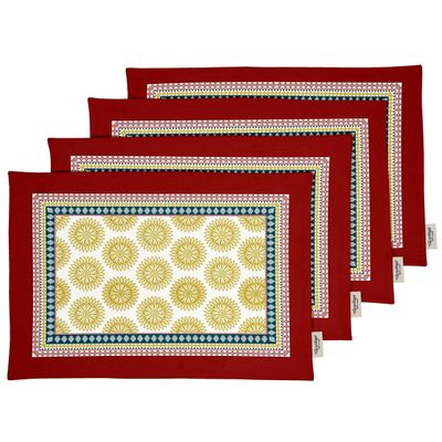 Conjunto de 4 Sousplats para Mesa de Jantar, Estampados e Reversíveis, Guardanapos de Algodão para Uso Interno em Casa e Cozinha - Vargottam 45,7 Cm × 30,5 Cm – Conjunto Com 4 / Multicolorido