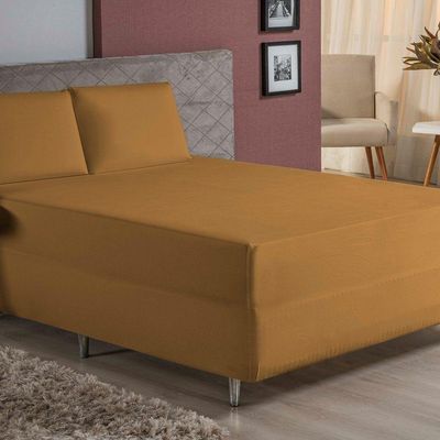 Jogo De Cama King Nobre 3 Peças Luva De Box 55cm De Altura Malha 100% Algodão - Cobre