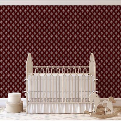 Papel de Parede Vinílico Autoadesivo Estampa Boho em Blocos Estilo Asiático, Decorativo, Fácil DIY para Quarto e Sala - Vermelho - S4Sassy 63,5 cm (L) × 304,8 cm (C) / Vermelho - Vinil Liso