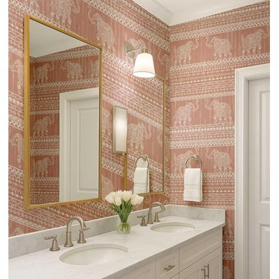 Papel de Parede Tribal Elefante Estilo Asiático Autoadesivo Vinílico, Decorativo, Fácil DIY para Quarto e Sala, Rosa - S4Sassy 63,5 cm (L) × 304,8 cm (C) / Rosa - Vinil Liso