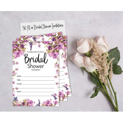 Cartões Quadrados em Branco para Chá de Noiva/Despedida de Solteira Pacote com 50 Jogo para Preencher Ideias de Presente Floral - Inkdotpot 12,7 Cm × 17,78 Cm / Branco - Convite