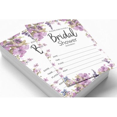 Cartões Quadrados em Branco para Chá de Noiva/Despedida de Solteira Pacote com 50 Jogo para Preencher Ideias de Presente Floral - Inkdotpot 12,7 Cm × 17,78 Cm / Branco - Convite
