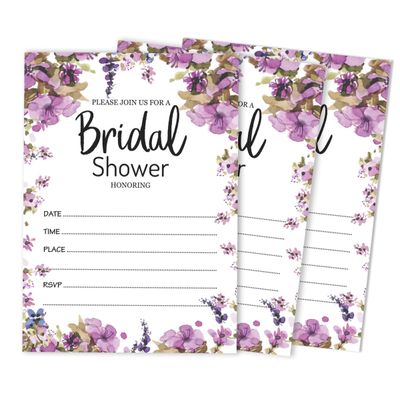 Cartões Quadrados em Branco para Chá de Noiva/Despedida de Solteira Pacote com 50 Jogo para Preencher Ideias de Presente Floral - Inkdotpot 12,7 Cm × 17,78 Cm / Branco - Convite