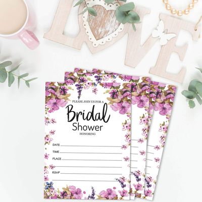 Cartões Quadrados em Branco para Chá de Noiva/Despedida de Solteira Pacote com 50 Jogo para Preencher Ideias de Presente Floral - Inkdotpot 12,7 Cm × 17,78 Cm / Branco - Convite