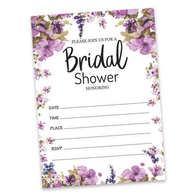Cartões Quadrados em Branco para Chá de Noiva/Despedida de Solteira Pacote com 50 Jogo para Preencher Ideias de Presente Floral - Inkdotpot 12,7 Cm × 17,78 Cm / Branco - Convite