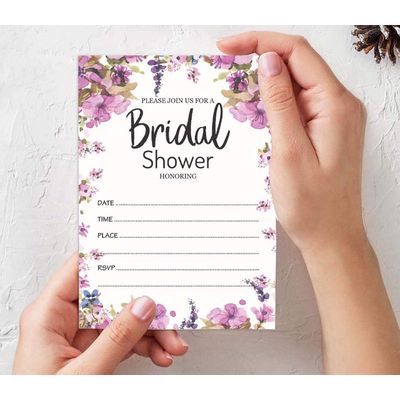 Cartões Quadrados em Branco para Chá de Noiva/Despedida de Solteira Pacote com 50 Jogo para Preencher Ideias de Presente Floral - Inkdotpot 12,7 Cm × 17,78 Cm / Branco - Convite