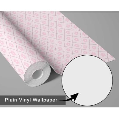 Papel de Parede Vinílico Rosa Autoadesivo Removível, Xadrez Floral Pequeno, Mural Asiático para Banheiro, Lavanderia e Closet - S4Sassy 63,5 cm (L) × 304,8 cm (C) / Rosa - Vinil Texturizado