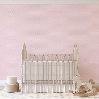 Papel de Parede Vinílico Rosa Autoadesivo Removível, Xadrez Floral Pequeno, Mural Asiático para Banheiro, Lavanderia e Closet - S4Sassy 63,5 cm (L) × 304,8 cm (C) / Rosa - Vinil Texturizado
