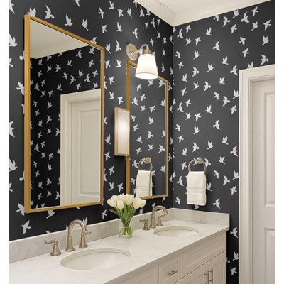 Papel de Parede Pássaros e Flores Cinza, Vinil Autoadesivo, Revestimento Decorativo, Aplicação DIY Fácil para Quarto e Sala - S4Sassy 63,5 cm (L) × 304,8 cm (C) / Cinza - Vinil Texturizado