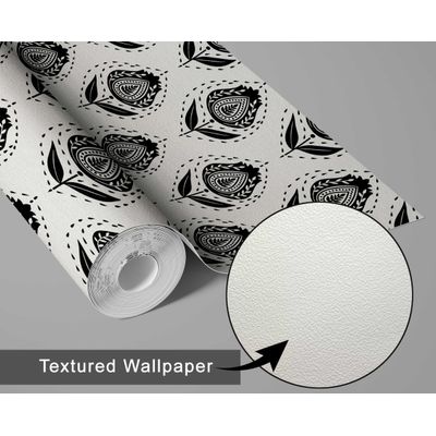 Papel de Parede Étnico Paisley Folha Estilo Asiático Vinílico Autoadesivo, Fácil DIY Para Quarto e Sala, Cinza - S4Sassy 63,5 cm (L) × 152,4 cm (C) / Cinza - Vinil Texturizado