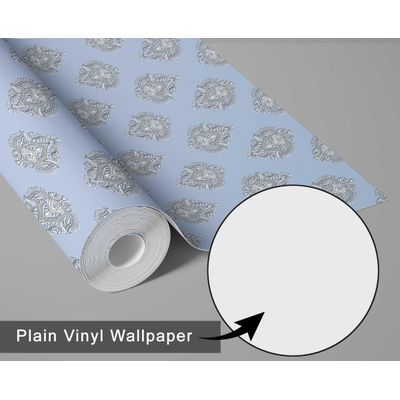 Papel de Parede Boho Estampa em Bloco, Estilo Asiático, Vinil Autoadesivo, Revestimento Decorativo Fácil para Quarto e Sala - Azul - S4Sassy 63,5 cm (L) × 914,4 cm (C) / Azul - Vinil Texturizado