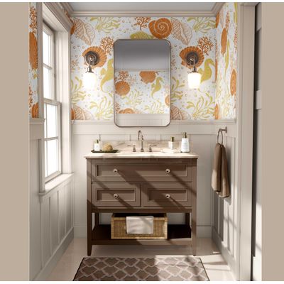 Papel de Parede Autoadesivo para Quarto Infantil Subaquático com Cavalo-Marinho e Conchas Vinil Impermeável Laranja Removível - S4Sassy 63,5 cm (L) × 914,4 cm (C) / Laranja - Vinil Texturizado