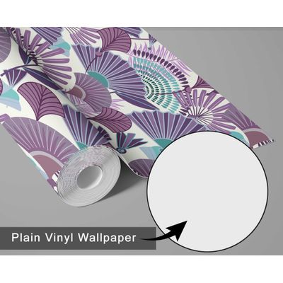 Papel de Parede Autoadesivo Folha de Palmeira Tropical Removível Roxo, Mural Instantâneo para Quarto, Banheiro, Lavanderia, Closet - S4Sassy 63,5 cm (L) × 609,6 cm (C) / Roxo - Vinil Texturizado
