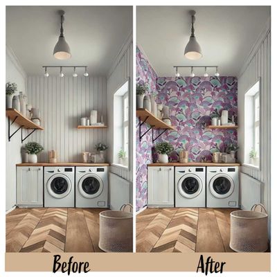 Papel de Parede Autoadesivo Folha de Palmeira Tropical Removível Roxo, Mural Instantâneo para Quarto, Banheiro, Lavanderia, Closet - S4Sassy 63,5 cm (L) × 609,6 cm (C) / Roxo - Vinil Texturizado