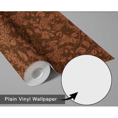 Papel de Parede Autoadesivo Mural Estampa Botânica Marrom, Contact para Paredes, Destaque de Entrada e Decoração de Escritório - S4sassy 63,5 cm (L) × 914,4 cm (C) / Marrom - Vinil Liso