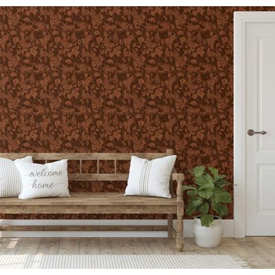 Papel de Parede Autoadesivo Mural Estampa Botânica Marrom, Contact para Paredes, Destaque de Entrada e Decoração de Escritório - S4sassy 63,5 cm (L) × 914,4 cm (C) / Marrom - Vinil Liso
