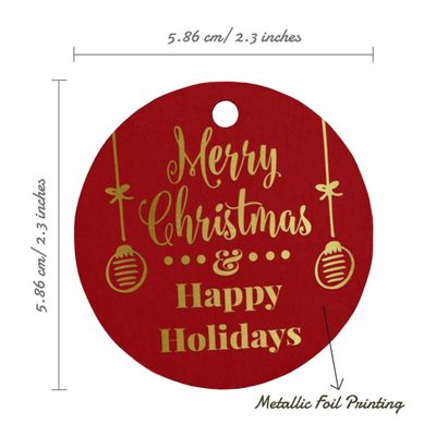 Etiquetas Penduradas Metalizadas para Lembrancinhas de Garrafa 'Merry Christmas & Happy Holiday' - Inkdotpot 100 Etiquetas Metalizadas / Vermelho - Ouro Rosé