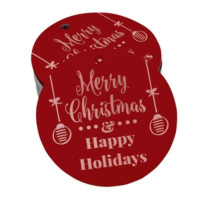 Etiquetas Penduradas Metalizadas para Lembrancinhas de Garrafa 'Merry Christmas & Happy Holiday' - Inkdotpot 100 Etiquetas Metalizadas / Vermelho - Ouro Rosé
