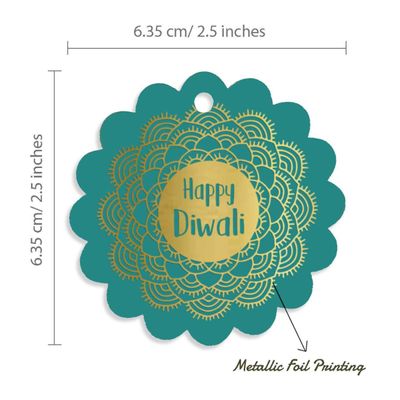 Etiqueta Pendente de Garrafa Feliz Diwali Metalizada para Lembrancinha - Inkdotpot 50 Etiquetas Metalizadas / Verde - Ouro Rosé