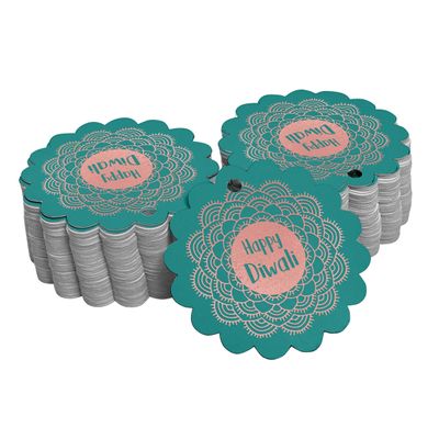 Etiqueta Pendente de Garrafa Feliz Diwali Metalizada para Lembrancinha - Inkdotpot 50 Etiquetas Metalizadas / Verde - Ouro Rosé