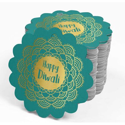 Etiqueta Pendente de Garrafa Feliz Diwali Metalizada para Lembrancinha - Inkdotpot 50 Etiquetas Metalizadas / Verde - Ouro Rosé