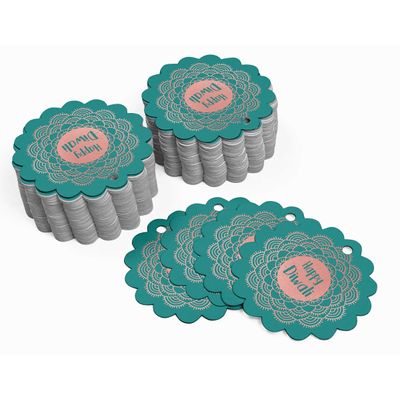 Etiqueta Pendente de Garrafa Feliz Diwali Metalizada para Lembrancinha - Inkdotpot 50 Etiquetas Metalizadas / Verde - Ouro Rosé