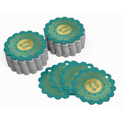 Etiqueta Pendente de Garrafa Feliz Diwali Metalizada para Lembrancinha - Inkdotpot 50 Etiquetas Metalizadas / Verde - Ouro Rosé