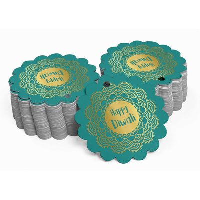 Etiqueta Pendente de Garrafa Feliz Diwali Metalizada para Lembrancinha - Inkdotpot 50 Etiquetas Metalizadas / Verde - Ouro Rosé