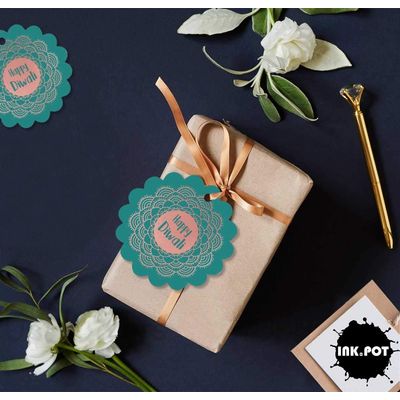 Etiqueta Pendente de Garrafa Feliz Diwali Metalizada para Lembrancinha - Inkdotpot 50 Etiquetas Metalizadas / Verde - Ouro Rosé