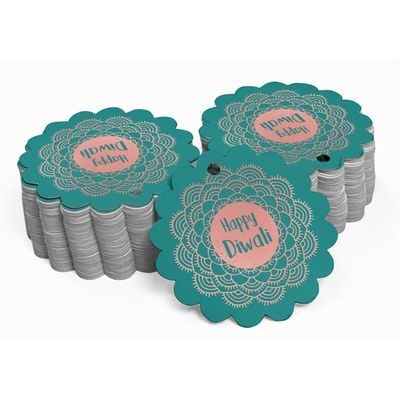 Etiqueta Pendente de Garrafa Feliz Diwali Metalizada para Lembrancinha - Inkdotpot 50 Etiquetas Metalizadas / Verde - Ouro Rosé