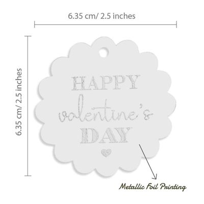 Etiquetas Pendentes de Papel Metalizado para Lembrancinhas 'Feliz Dia dos Namorados' - Inkdotpot 50 Etiquetas Metalizadas / Branco - Prata