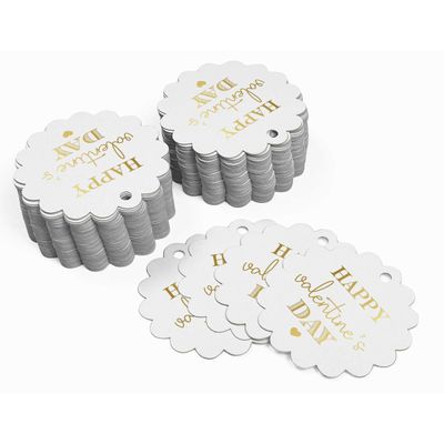 Etiquetas Pendentes de Papel Metalizado para Lembrancinhas 'Feliz Dia dos Namorados' - Inkdotpot 50 Etiquetas Metalizadas / Branco - Prata
