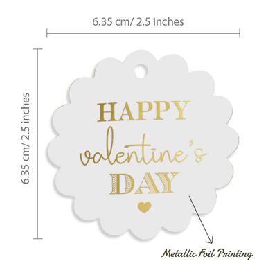 Etiquetas Pendentes de Papel Metalizado para Lembrancinhas 'Feliz Dia dos Namorados' - Inkdotpot 50 Etiquetas Metalizadas / Branco - Prata