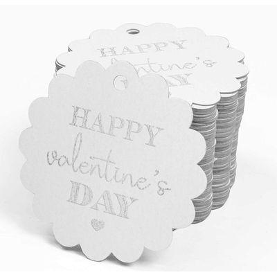 Etiquetas Pendentes de Papel Metalizado para Lembrancinhas 'Feliz Dia dos Namorados' - Inkdotpot 50 Etiquetas Metalizadas / Branco - Prata