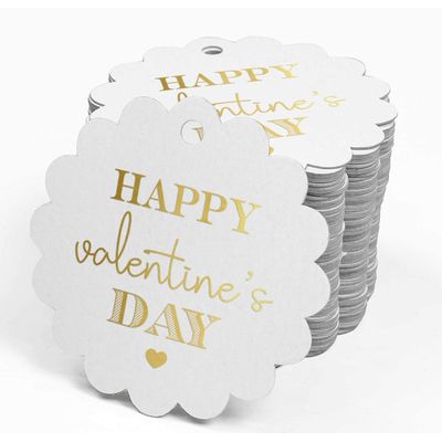 Etiquetas Pendentes de Papel Metalizado para Lembrancinhas 'Feliz Dia dos Namorados' - Inkdotpot 50 Etiquetas Metalizadas / Branco - Prata