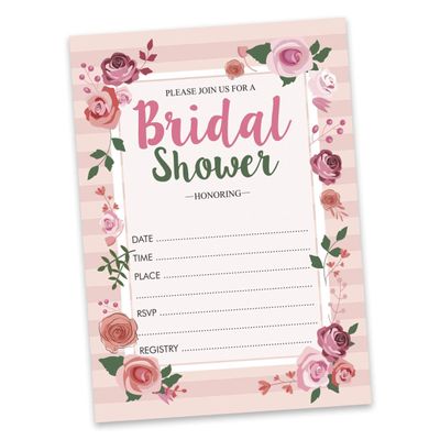 50 Cartões Florais para Jogo, Chá de Noiva, Despedida de Solteira, Quadrados em Branco para Preencher Ideias de Lembrança - Inkdotpot 12,7 Cm × 17,78 Cm / Branco - Convite