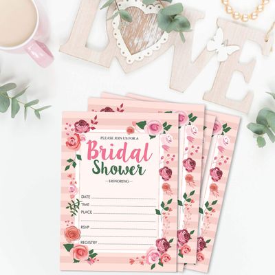 50 Cartões Florais para Jogo, Chá de Noiva, Despedida de Solteira, Quadrados em Branco para Preencher Ideias de Lembrança - Inkdotpot 12,7 Cm × 17,78 Cm / Branco - Convite