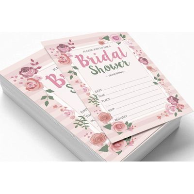 50 Cartões Florais para Jogo, Chá de Noiva, Despedida de Solteira, Quadrados em Branco para Preencher Ideias de Lembrança - Inkdotpot 12,7 Cm × 17,78 Cm / Branco - Convite